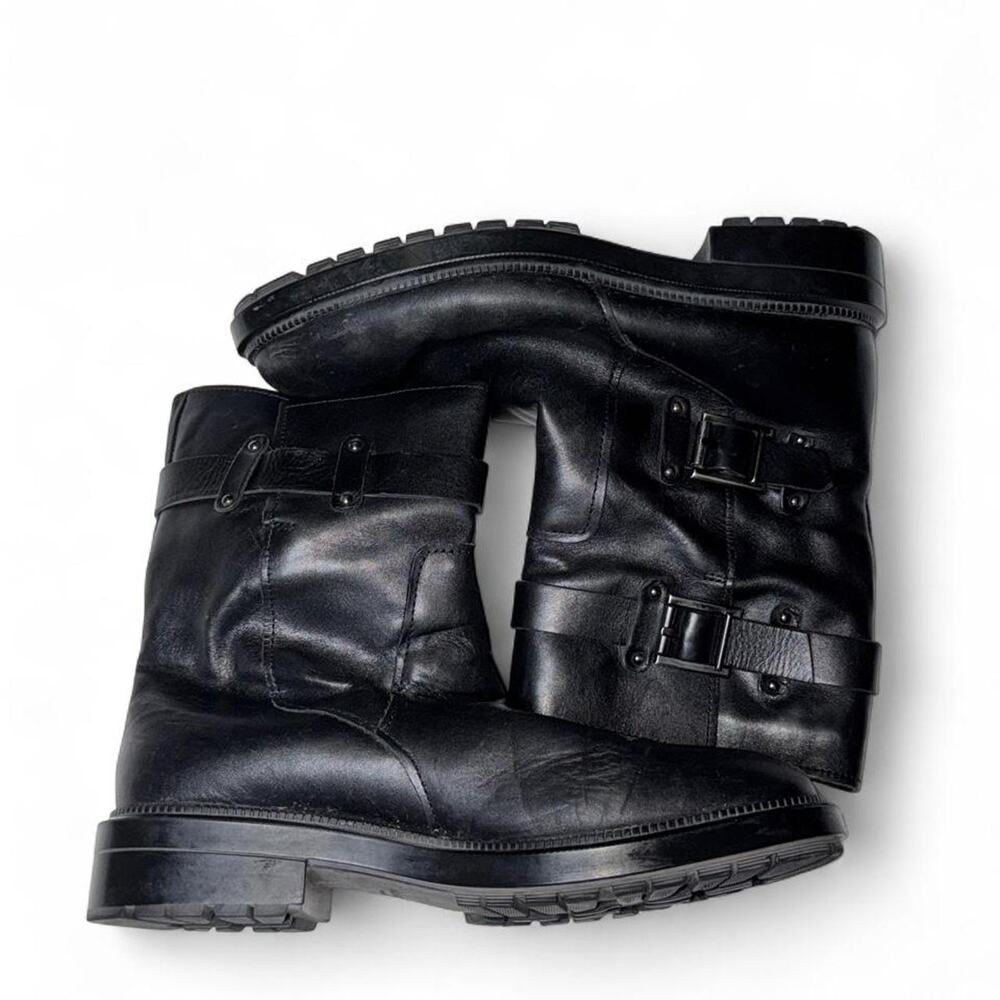 Women’s Aquatalia Double Buckle Moto Boots Black Size 10